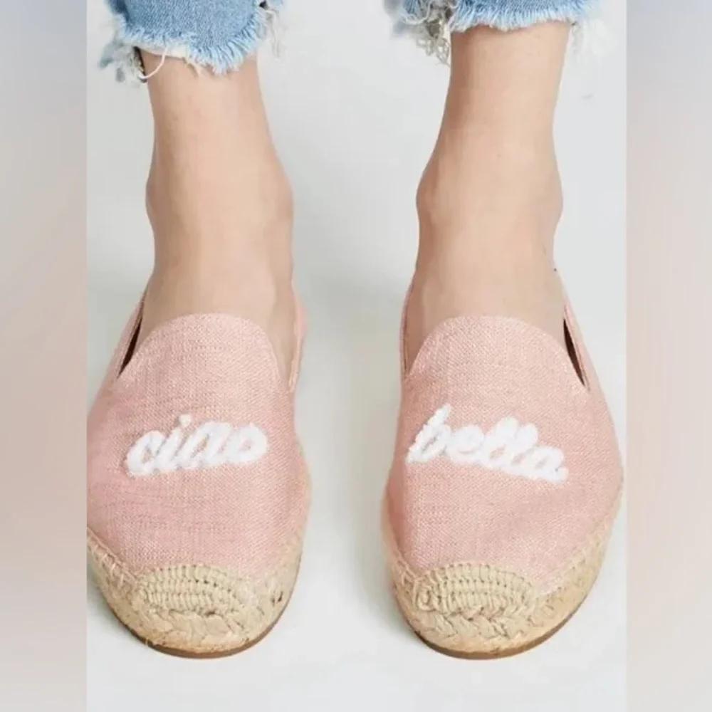 Soludos Espadrille Slip-Ons with Embroidered 'ciao bella'